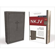 NKJV Deluxe Gift Bible - Gray LeatherSoft